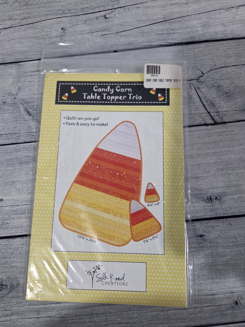 Silk Road Creations Quilting Pattern Candy Corn Table Topper Trio